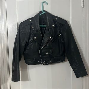 Black vintage biker jacket Wilson’s leather with side zipper